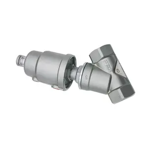 Pneumatic Stainless Steel Angle Seat Valve with Female Threading Ends
