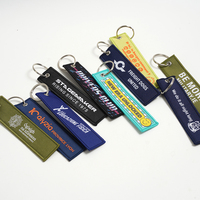 Porte-clés promotionnels personnalisés en gros avec logo, fabrication OEM ODM directe usine, cadeau d'entreprise, étiquette tissée brodée double face