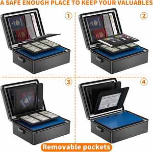 Caja de Documentos Aislada, Impermeable y Resistente al Fuego OEM, Organizador de Archivos Portátil, Almacenamiento Seguro para el Hogar, Documentos, Laptop, Dinero en Efectivo, Negro - Product Image 2