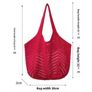 Summer Casual Crochet Shoulder <b>Bag</b> - Large-Capacity Hollow Design <b>for</b> <b>Beach</b> and Vacation - Product Image 2