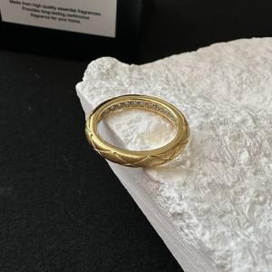 Bague en argent pur S925, style italien brossé, luxe simple, style de niche léger, personnalisée, design incrusté, accessoires de bijoux - Product Image 1