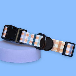 Collier pour chien vintage style vichy, durable, réglable, en mélange de poly-nylon, avec boucle verrouillable et anneau en D soudé - Product Image 3