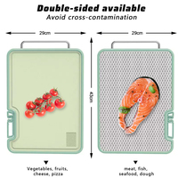 Planche à découper en acier inoxydable, anti-moisissure, planche de cuisine en plastique double face avec aiguiseur de couteaux