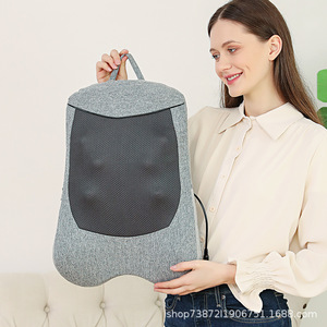Back Massager Cushion Gray Kneading Tapping Heating Function Plug In For Home Office Use - Product Image 1