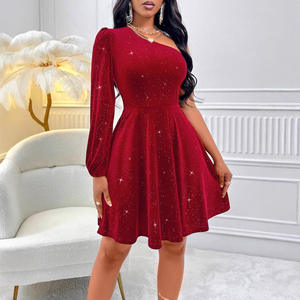 Robes longues à une épaule pour femmes, couleur unie, style swing, tendance - Product Image 3