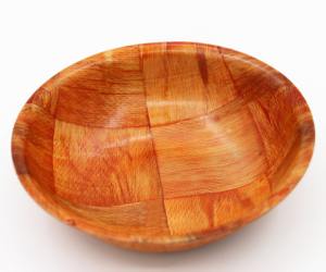 Cuenco de madera redondo de 12 "pulgadas y 30 cm Material de cuero de madera natural tejido y ensaladera en forma - Product Image 1