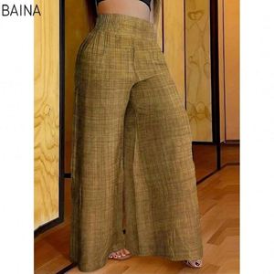 Pantalones Largos de Pierna Ancha, Cintura Alta, Color Sólido, Casuales y Cómodos para Mujer, Primavera-Verano - Product Image 3