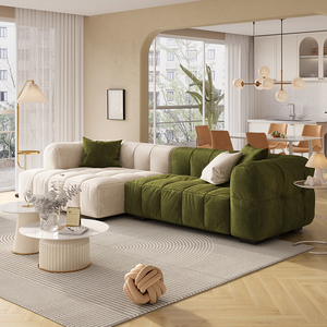 Juego de sofá Seccional de muebles de sala de estar de tela de tecnología de diseño minimalista de tipo Nórdico - Product Image 5