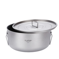 2.1L Titanium Pot Camping En Plein Air Pique-Nique Tasse D'eau Camping Vaisselle Ustensiles De Cuisine w/Couvercle Accessoires