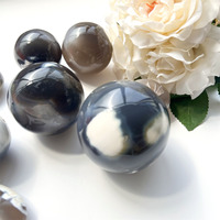 Esfera de Ágata Azul Blanca Natural Tallada en Cristal, Piedra Curativa, Esfera de Ágata Orca Colorida