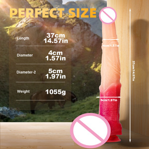 Pénis artificiel en silicone liquide à trois sections, extra-large, simulation de pénis de cheval, plug anal, couleur dégradée, pour adultes - Product Image 3