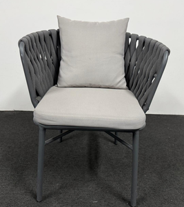 Sillón Moderno Gris <span class=keywords><strong>para</strong></span> Exteriores con Respaldo de Cuerda Tejida y Cojines <span class=keywords><strong>para</strong></span> Patio, Jardín o <span class=keywords><strong>Terraza</strong></span> - Product Image 6