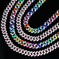 Promotion Collier chaîne cubaine en micro-pavé CZ arc-en-ciel néon émaillé pour femmes pour les anniversaires et les cérémonies religieuses hindoues