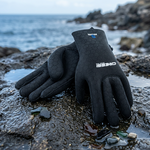 Guanti da immersione CRESSI High Stretch neri 5mm con logo blu L Made in KH XLX475903 - Product Image 3