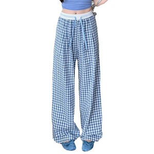 <span class=keywords><strong>Pantaloni</strong></span> Casual da Donna a <span class=keywords><strong>Vita</strong></span> <span class=keywords><strong>Alta</strong></span> con Coulisse Elastica, Stile Vintage a Quadri Bianco e Nero, Gamba Svasata, Versatili e Leggeri - Product Image 5