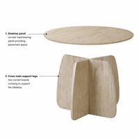 Table à manger ronde en bois JJZ-010, moderne, 1200 mm, 4 places, style travertin, table en MDF pour usage hôtelier, marché européen et moyen-oriental