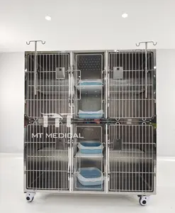 Cage médicale MT pour chat, séparation multicouche, Cage pour animaux de compagnie en acier inoxydable