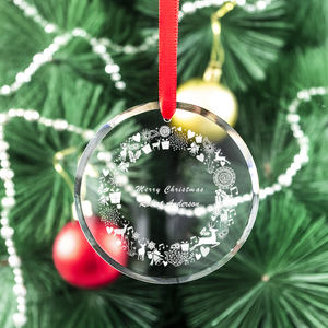 ขายส่งเครื่องประดับต้นคริสต์มาสแก้วคริสตัลใส K9 แบบกำหนดเอง ขนาด 60 มม./80 มม. สลักด้วย UV/เลเซอร์ รับผลิตแบบ OEM/ODM ยี่ห้อ HORNOR - Product Image 3