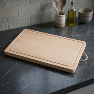 Tagliere in Legno di Faggio Naturale 38,5x23cm DEMOLLI Made in Italy con Manico in Metallo Multiuso Personalizzabile - Product Image 3