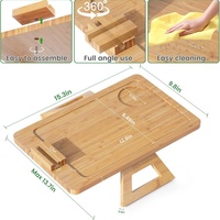Table pliante en bambou avec accoudoirs, support de téléphone rotatif à 360 degrés, récipient alimentaire à clipser, simple couche, durable, grande capacité