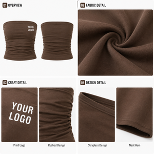 Top Corto Personalizado para Mujer, de Algodón y Elastano, Sin Tirantes, Ajustado, Color Sólido Básico de Verano, Logotipo Personalizado, Marca Privada - Product Image 2