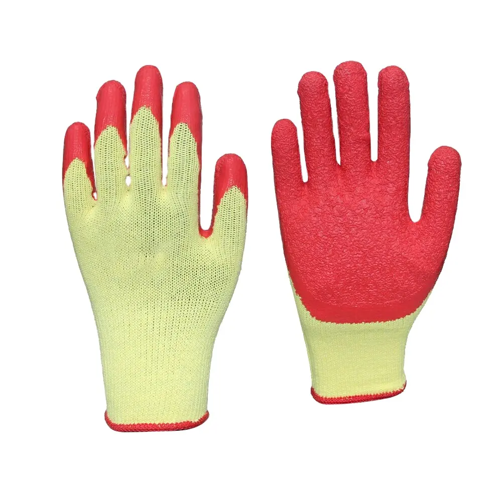 Sarung tangan katun Promosi pabrik dengan lapisan lateks tahan aus sarung tangan berlapis lateks pekerjaan industri