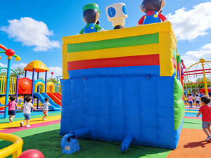 Combo Inflable Comercial de Tobogán y Brincolín con Diseño de Personajes de Dibujos Animados, Impresión de Figuras Coloridas para Alquiler en Fiestas y Parques al Aire Libre - Product Image 4