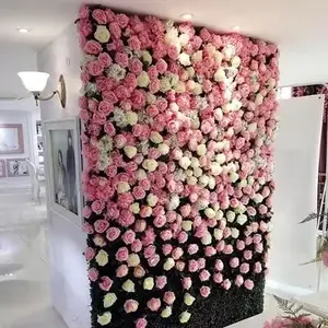 Mur de fleurs 8Ft * 8Ft Mur de panneaux de fleurs roulé 8*8 Mur de fleurs arrière en tissu