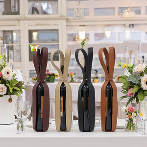 Borsa Regalo per Vino in Pelle PU Custodia per Bottiglia di Vino <span class=keywords><strong>Presentazione</strong></span> per Feste di Matrimonio e Inaugurazione Casa Porta Bottiglia di Whisky per Regali Familiari - Product Image 1
