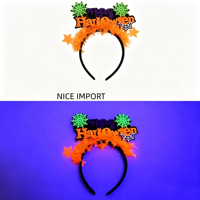   Serre-tête lumineux style chauve-souris pour Halloween, bandeau néon à rayures, décoration de fête pour le Festival des Fantômes, serre-tête non tissé