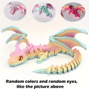 YIWUPOWER 3D Baskılı Eklemli Boynuzlu Ejderha Oyuncak Hareketli Eklemli Pterozor Kanat Süsü Masaüstü Dekorasyonu Noel Tatil Hediyesi - Product Image 5