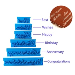 Moldes para hornear pasteles, cortador en relieve, alfabeto, Fondant, sello de pastel, 6 uds., escritura a mano en inglés, molde de decoración de Pasteles de cumpleaños - Product Image 4