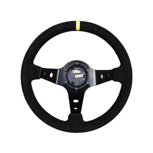 <span class=keywords><strong>Volant</strong></span> de course en cuir suédé de 14 pouces 350mm bouton de corne de dérive de maïs profond - Product Image 1