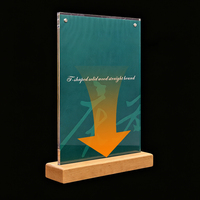 Porte-cartes de table suspendu en acrylique double couche transparent avec base en bois massif, étanche, écologique, impression UV, sans outil, 4 étapes