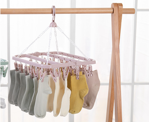 Séchoir à linge pliable à 32 pinces pour enfants et adultes, séchoir à linge anti-vent, chaussettes, sous-vêtements, séchoir en plastique, <span class=keywords><strong>cintre</strong></span> pour vêtements d'enfants - Product Image 3