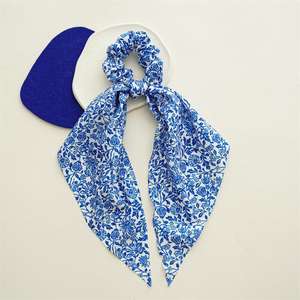 Écharpe à <span class=keywords><strong>cheveux</strong></span> floraux chouchous rubans à <span class=keywords><strong>cheveux</strong></span> floraux cravates en mousseline de soie chouchous nœuds papillon bandes pour les mains corde élastique accessoire long - Product Image 5