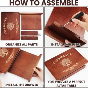 Wooden Tarot Card Holder With Drawer <b>Moon</b> Phase Design <b>Crystal</b> Storage Box For Tarot Cards And Accessories Display Rack - Product Image 3