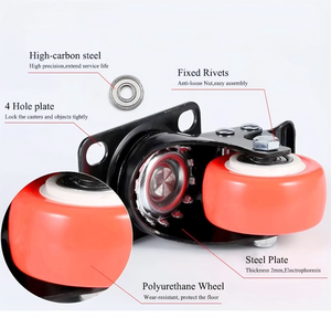 1.5インチ、2インチ、3インチの黒色スチール製キャスター、小型キャスターホイール、スイベル、耐荷重40kg、家具、オフィス、学校、病院用ローラー - Product Image 4