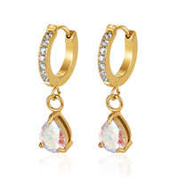 Brincos de Cristal Femininos Resoul PVD Banhados a Ouro Antiferrugem 316L, Brincos Florais Atacado, Joias de Destaque para Mulheres