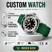Montre mécanique automatique de luxe pour homme NH35, logo personnalisé, acier inoxydable de haute qualité, bracelet en caoutchouc, verre en cristal, montre analogique