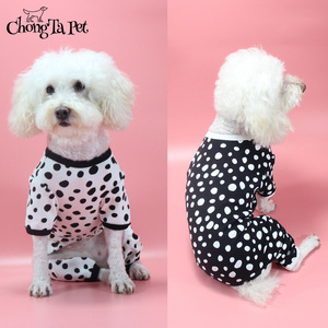 Pijamas para Perros ChongTa, Talla Pequeña, Ropa de Algodón con Puntos Blancos y Negros para Perros Pequeños como Teacup, Teddy, Pomeranian, Maltese, Yorkshire Terrier - Product Image 1
