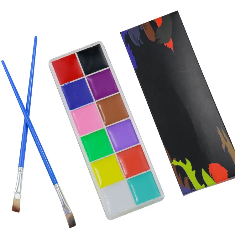 Kit de crème de peinture non toxique à l'huile facile à colorer de marque privée en gros Palette de kit de peinture pour le visage et le corps de 12 couleurs