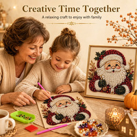 Kit d'art de broderie de perles et de diamants DIY pour décoration d'ambiance de Noël, toile de broderie de perles faite à la main 20cm*20cm, ornement cadeau de fêtes