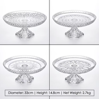 Plateau à fruits rond transparent en verre cristallin personnalisé avec base pour fêtes et événements
