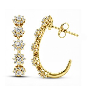 Pendientes de Aro de Diamantes Redondos de Laboratorio de Lujo de 0.99 Quilates para Mujer, Color VVS VS EF, Disponibles en Plata de Ley 925, Oro de 10 y 14 Quilates - Product Image 6
