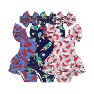 Vêtements pour bébés HY-045-ZXL, salopette bébé à volants, dos nu, bretelles, motif fruits, fraises, pour l'été - Product Image 1