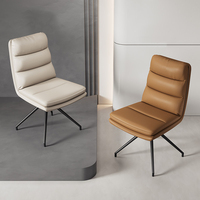 Chaise de salle à manger moderne de luxe avec revêtement en cuir et pieds en métal, design pivotant pour la salle à manger et le bureau à domicile