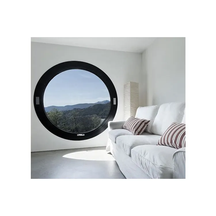 Ventana circular de doble acristalamiento, ventanas redondas de aluminio, precio de fábrica, proveedor de Alibaba