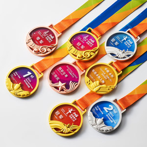 Nueva Medalla de Oro de Cristal Artificial y Metal, Hecha a Medida, para Deportes, Baile, Canto, Competición, Campeón, con Caja de Regalo Grabada - Product Image 1