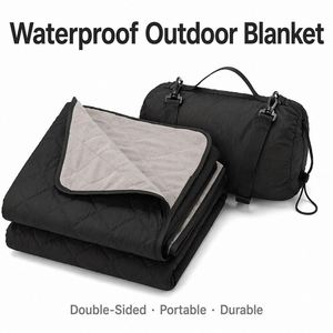 <b>Waterproof</b> Outdoor <b>Blanket</b> Double Sided Fleece Lined Portable Camping <b>Picnic</b> Beach Mat with Carrying Bag OEM Manufacturer - Product Image 1